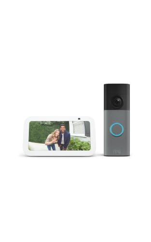 Amazon Echo Show 5 Smart Display with Alexa+ & Ring Battery Doorbell Bundle - 2x Bass, Retinal 2K Video, 6x Enhanced Zoom, Charcoal & Speckled Gray