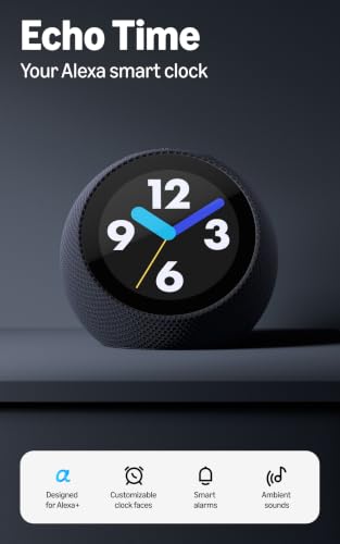 Amazon Echo Time (all-new), Customizable smart clock, Smart alarms, Ambient sounds, Smart home hub, Ideal for bedrooms, Designed for Alexa+, Graphite