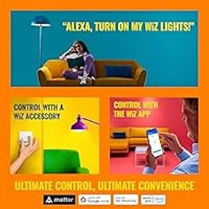 Echo Show 8 (newest model) with WiZ 60W A19 LED Smart Color Bulb - Connects to Your Wi-Fi - E26 Base - Control with Voice or App - Matter Compatible