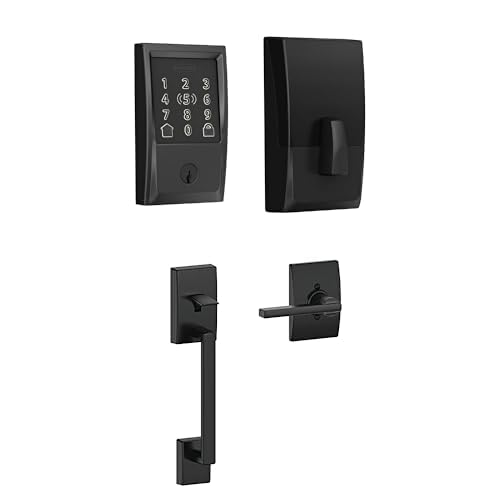 Schlage Encode Plus Wi-Fi Smart Lock with Century Handleset Entry Set for Front Door, Unlock with Apple Watch, Matte Black