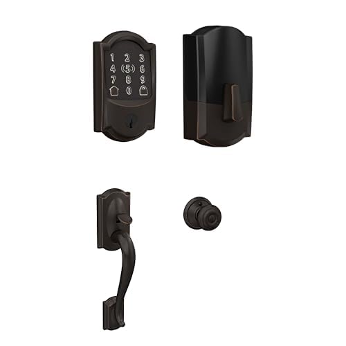 Schlage Encode Plus Wi-Fi Smart Lock with Camelot Handleset Entry Set for Front Door, Unlock with Apple Watch, Aged Bronze