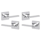 Kwikset Casey Entry Door Handle with Lock and Key, Secure Keyed Reversible Lever Exterior, for Front Entrance and Bedrooms, Matte Black, 4 Pack, Pick Resistant SmartKey Rekey Security and Microban