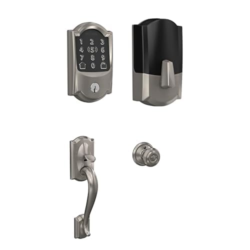 Schlage Encode Plus Wi-Fi Smart Lock with Camelot Handleset Entry Set for Front Door, Unlock with Apple Watch, Satin Nickel