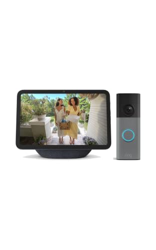 Amazon Echo Show 5 Smart Display with Alexa+ & Ring Battery Doorbell Bundle - 2x Bass, Retinal 2K Video, 6x Enhanced Zoom, Charcoal & Speckled Gray