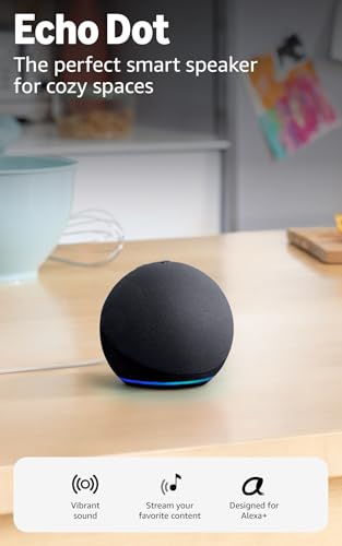 Amazon Echo Dot - Vibrant sounding speaker, Designed for Alexa+, Great for bedrooms, dining rooms and offices, Charcoal (Pack of 2)