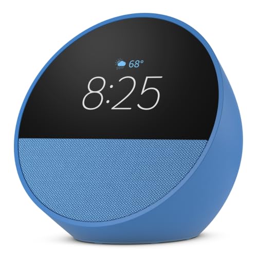 Echo Spot (newest model) with WiZ 60W A19 LED Smart Color Bulb - Connects to Your Wi-Fi - E26 Base - Control with Voice or App - Matter Compatible