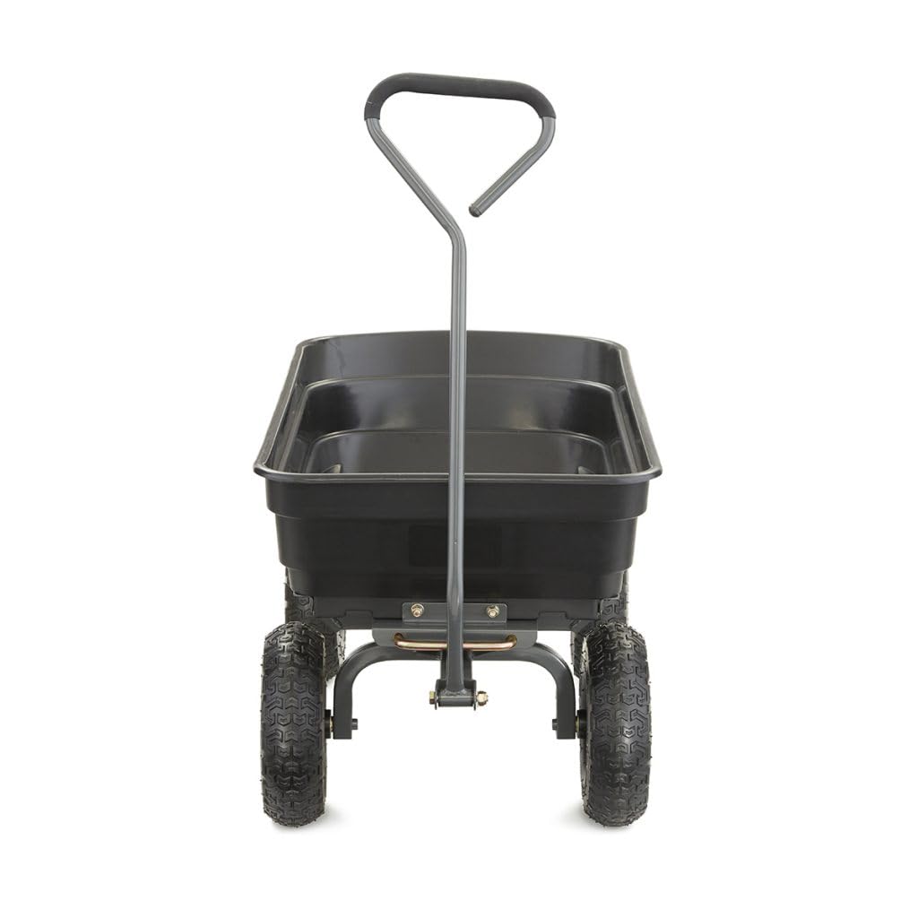 Gorilla Carts 600 lb Poly Garden Dump Cart, 4 Cu Ft Wagon, Quick-Release