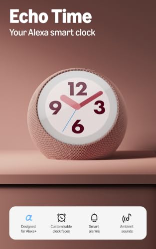 Amazon Echo Time (all-new), Customizable smart clock, Smart alarms, Ambient sounds, Smart home hub, Ideal for bedrooms, Designed for Alexa+, Graphite