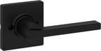 Kwikset Casey Entry Door Handle with Lock and Key, Secure Keyed Reversible Lever Exterior, for Front Entrance and Bedrooms, Matte Black, 4 Pack, Pick Resistant SmartKey Rekey Security and Microban