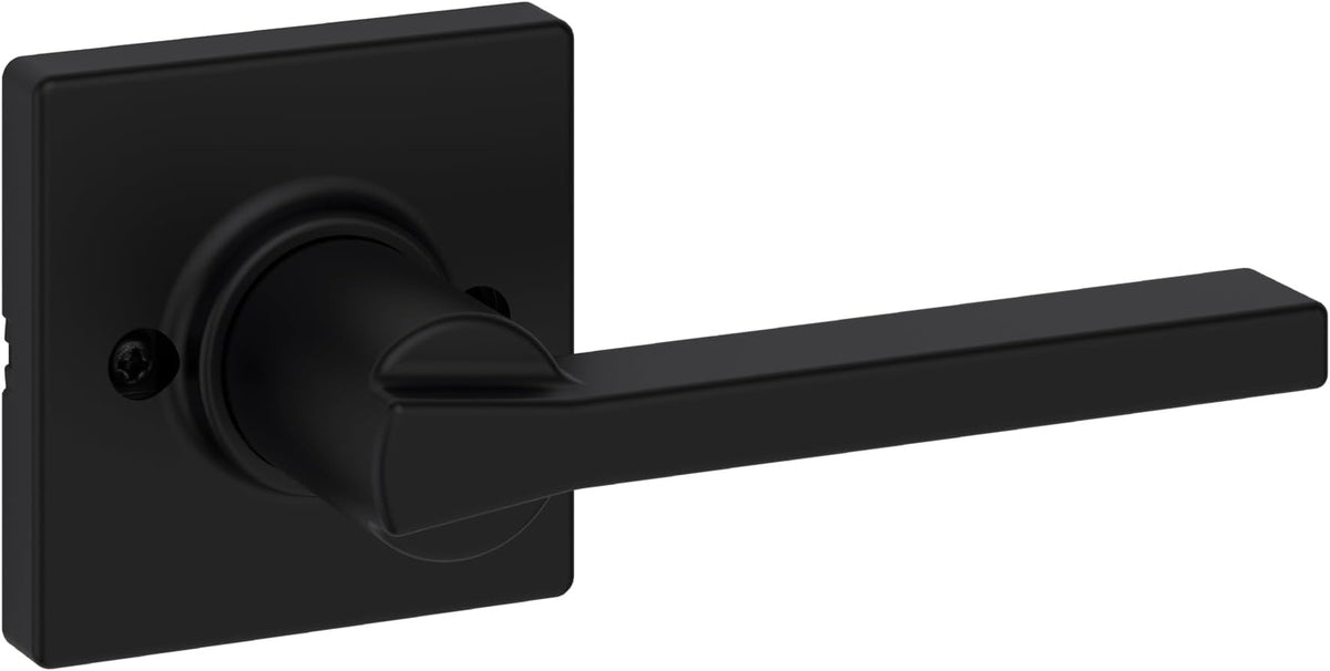 Kwikset Casey Entry Door Handle with Lock and Key, Secure Keyed Reversible Lever Exterior, for Front Entrance and Bedrooms, Matte Black, 4 Pack, Pick Resistant SmartKey Rekey Security and Microban