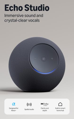 Amazon Echo Studio (newest model), Immersive spatial audio and Dolby Atmos, Designed for Alexa+, Graphite