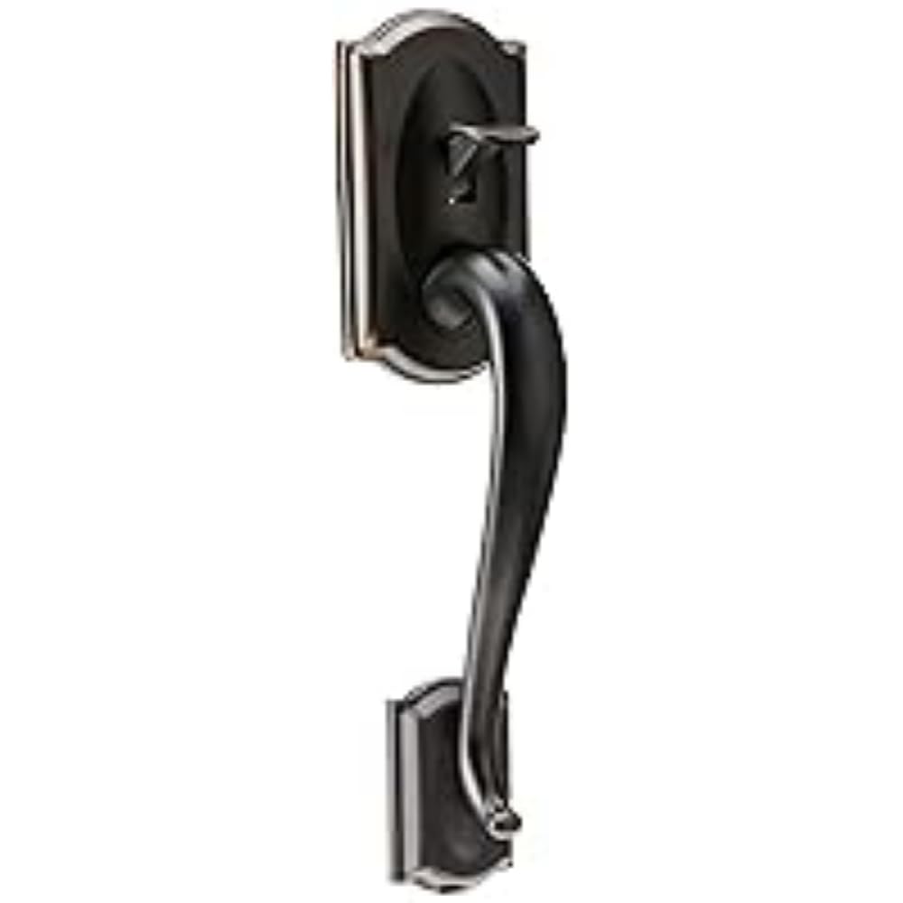 Schlage Lock Company BE489WB CAM 716 Schlage Encode Smart WiFi Deadbolt with Camelot Trim in Aged Bronze, Company Camelot Front Entry Handle Georgian Interior Knob (Aged Bronze)