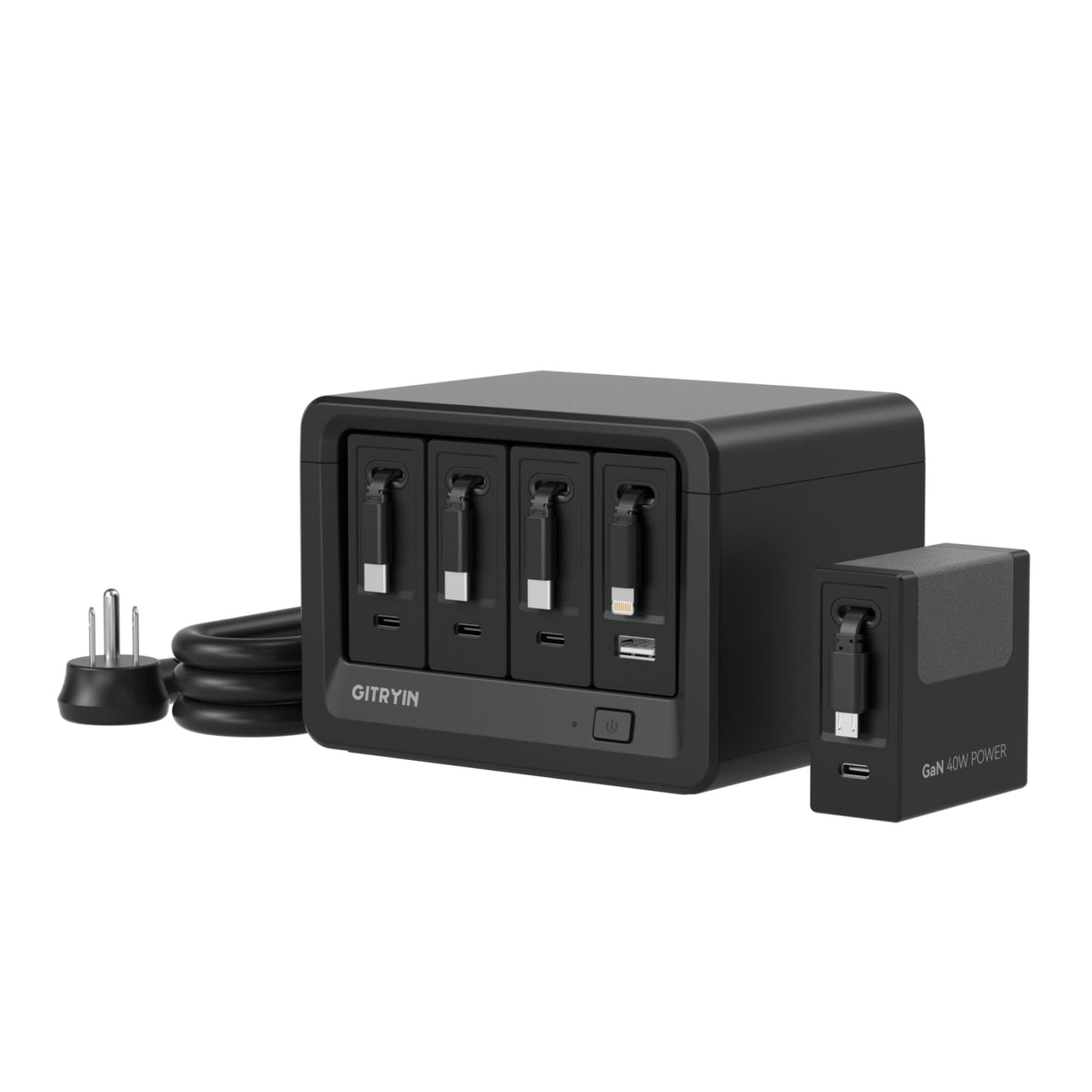 12-in-1 Desktop Charging Station, 160W USB Retractable GaN Charger