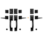Exterior Double Door Lever Handleset,Solid Door Handle Lock Set (Keyed and Dummy Set) - Matte Black,MDHST2017DB-SET-BR