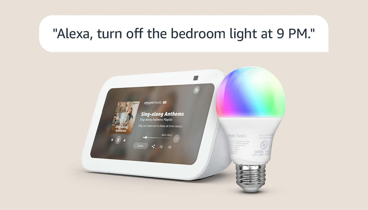 Echo Show 5 with Amazon Basics Smart Color Bulb