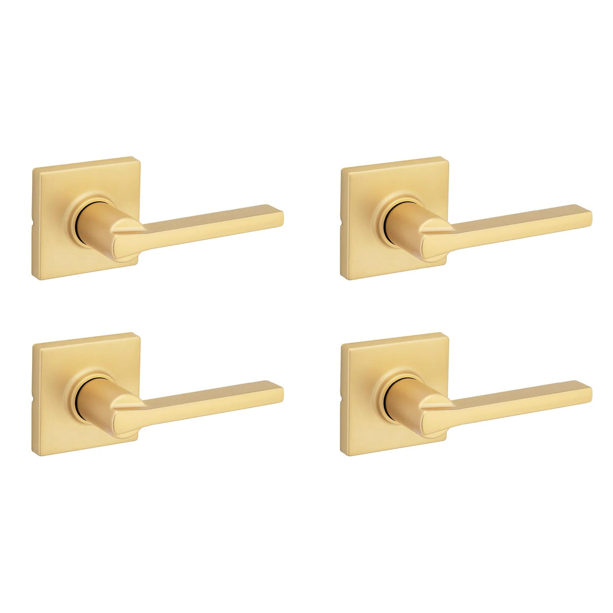 Kwikset Casey Entry Door Handle with Lock and Key, Secure Keyed Reversible Lever Exterior, for Front Entrance and Bedrooms, Matte Black, 4 Pack, Pick Resistant SmartKey Rekey Security and Microban