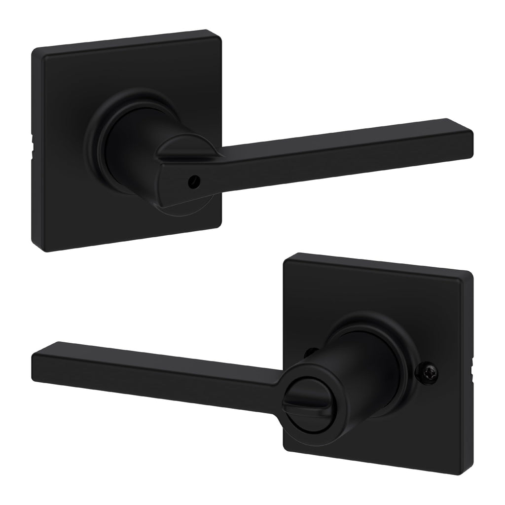 Kwikset Casey Entry Door Handle with Lock and Key, Secure Keyed Reversible Lever Exterior, for Front Entrance and Bedrooms, Matte Black, 4 Pack, Pick Resistant SmartKey Rekey Security and Microban