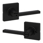 Kwikset Casey Entry Door Handle with Lock and Key, Secure Keyed Reversible Lever Exterior, for Front Entrance and Bedrooms, Matte Black, 4 Pack, Pick Resistant SmartKey Rekey Security and Microban