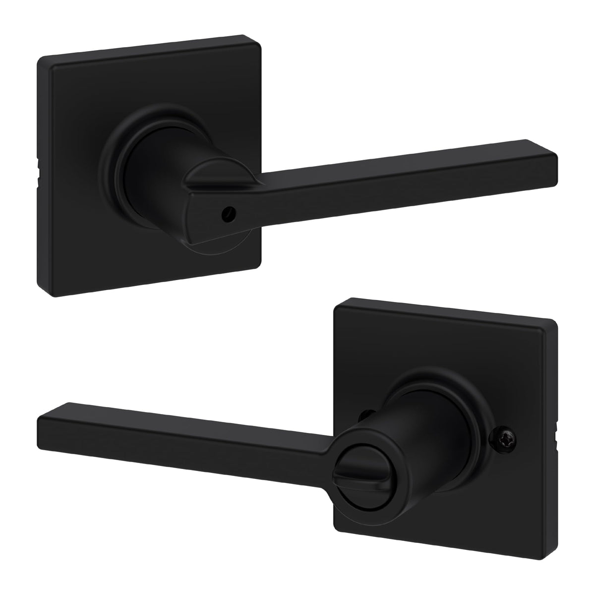 Kwikset Casey Entry Door Handle with Lock and Key, Secure Keyed Reversible Lever Exterior, for Front Entrance and Bedrooms, Matte Black, 4 Pack, Pick Resistant SmartKey Rekey Security and Microban