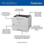 Brother Laser Printer, Monochrome Duplex Wireless Printer, HL-6210DW