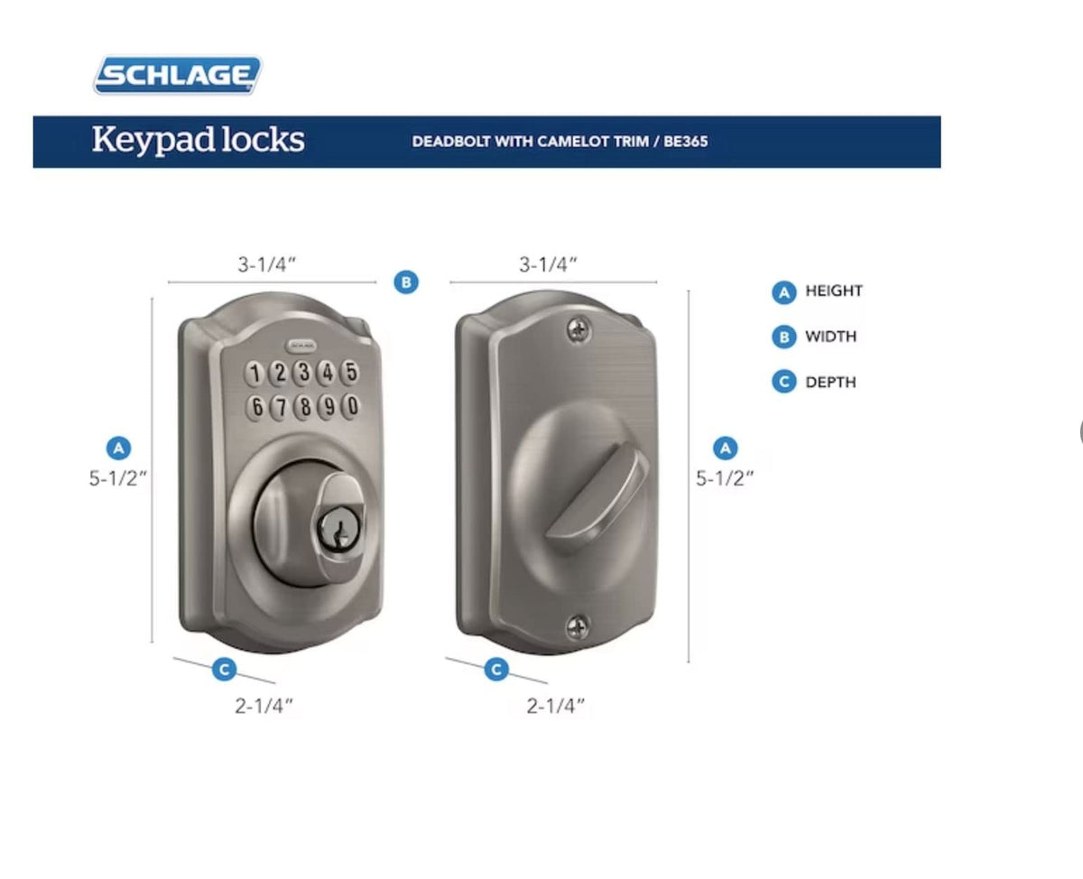 Schlage FBE365 V CAM 716 Acc Camelot Aged Bronze Electronic Door Lock Deadbolt with Accent Door Lever Combo