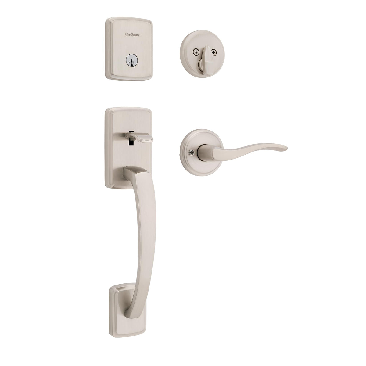 Kwikset Brentford Front Door Lock Handle and Deadbolt Set, Entry Handleset Exterior with Sedona Reversible Lever, Matte Black, Pick Resistant SmartKey Rekey Deadbolt Security, with Microban Protection
