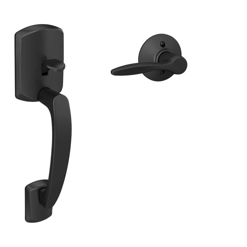 Schlage Greenwich Entry Handleset, Right Hand Delfayo Lever, Matte Black