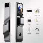 3D Face Recognition Smart Door Lock with 1080p Camera – Keyless Entry Deadbolt with Palm Vein, Fingerprint, Video Intercom, Alexa compatible & Tuya App Control, Auto-Lock for Front Door Home Security