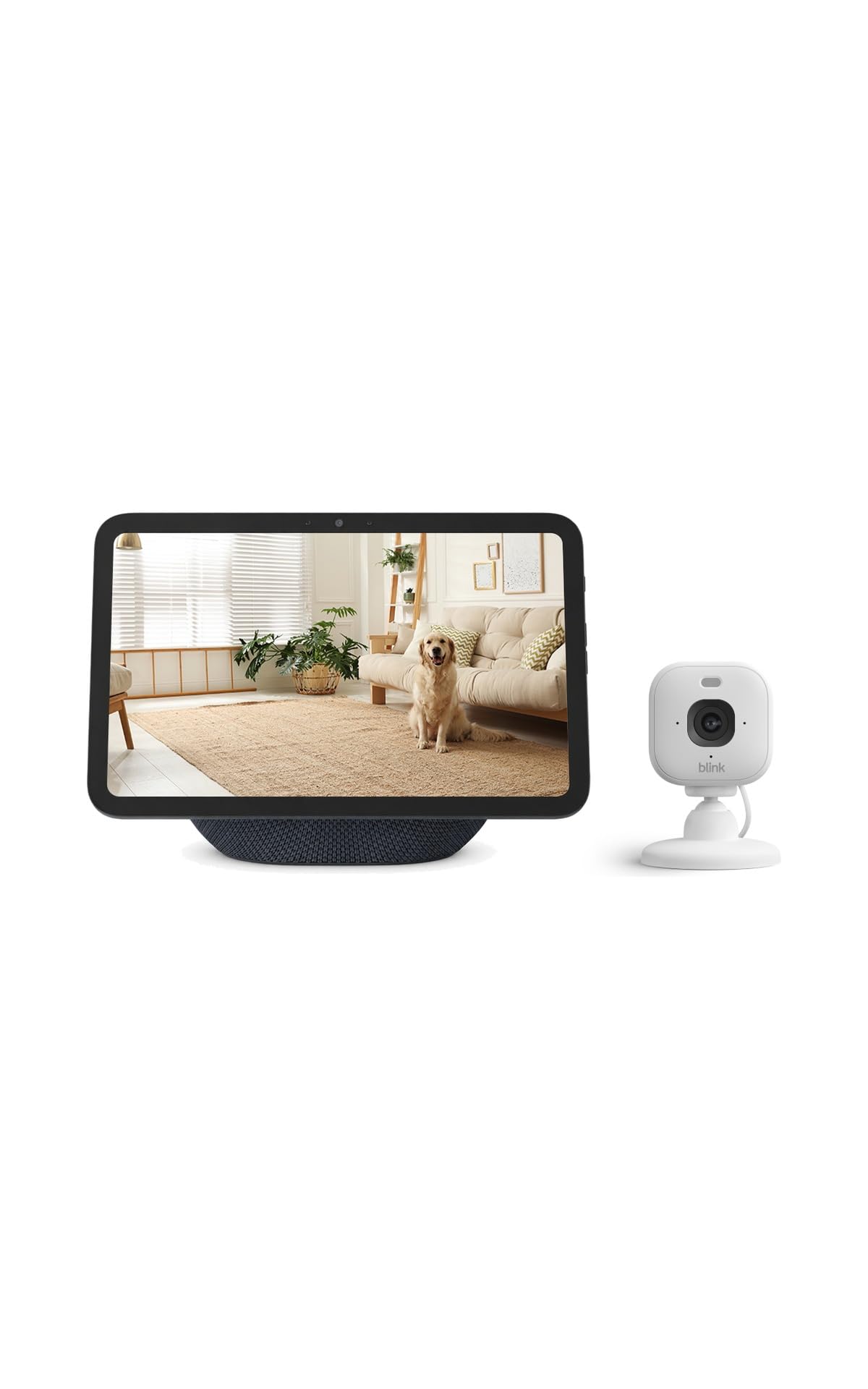Amazon Echo Show 5 Smart Display with Alexa+ & Blink Mini 2K+ Indoor Security Camera Bundle - 2x Bass, Night Vision, Motion Detection