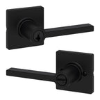 Kwikset Casey Entry Door Handle with Lock and Key, Secure Keyed Reversible Lever Exterior, for Front Entrance and Bedrooms, Matte Black, 4 Pack, Pick Resistant SmartKey Rekey Security and Microban
