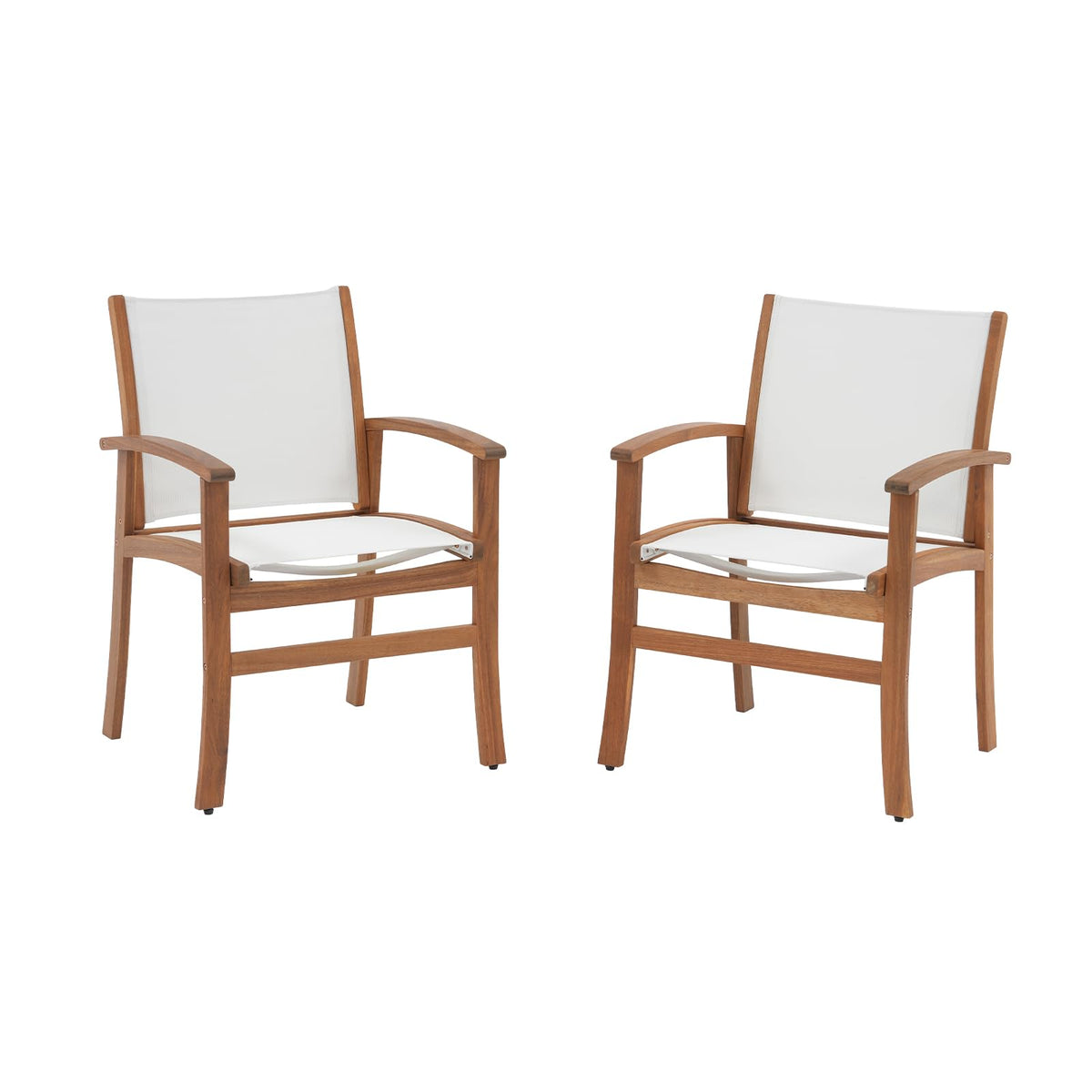 Acacia Wood Patio Dining Chairs Set (Black, 2 Pieces)