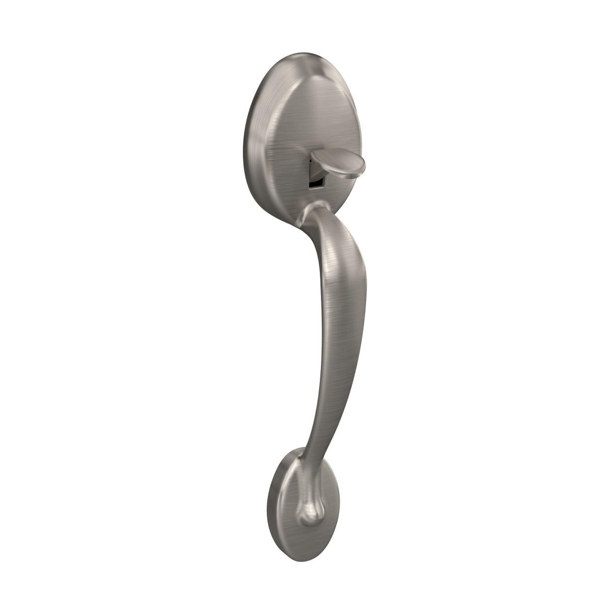 SCHLAGE Plymouth Entry Handleset, Left Hand Flair Lever, Satin Nickel