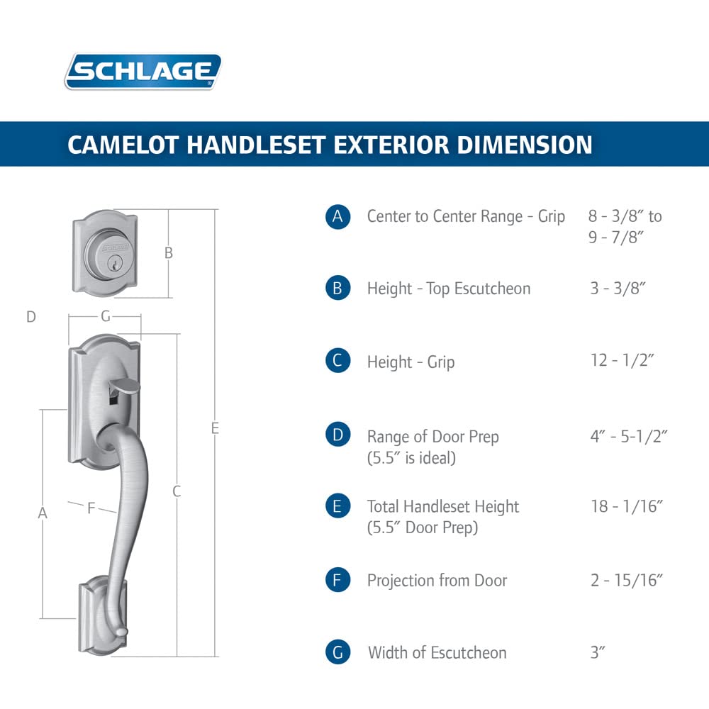 SCHLAGE FE365-CAM-GEO Camelot Electronic Handleset with Georgian Knob