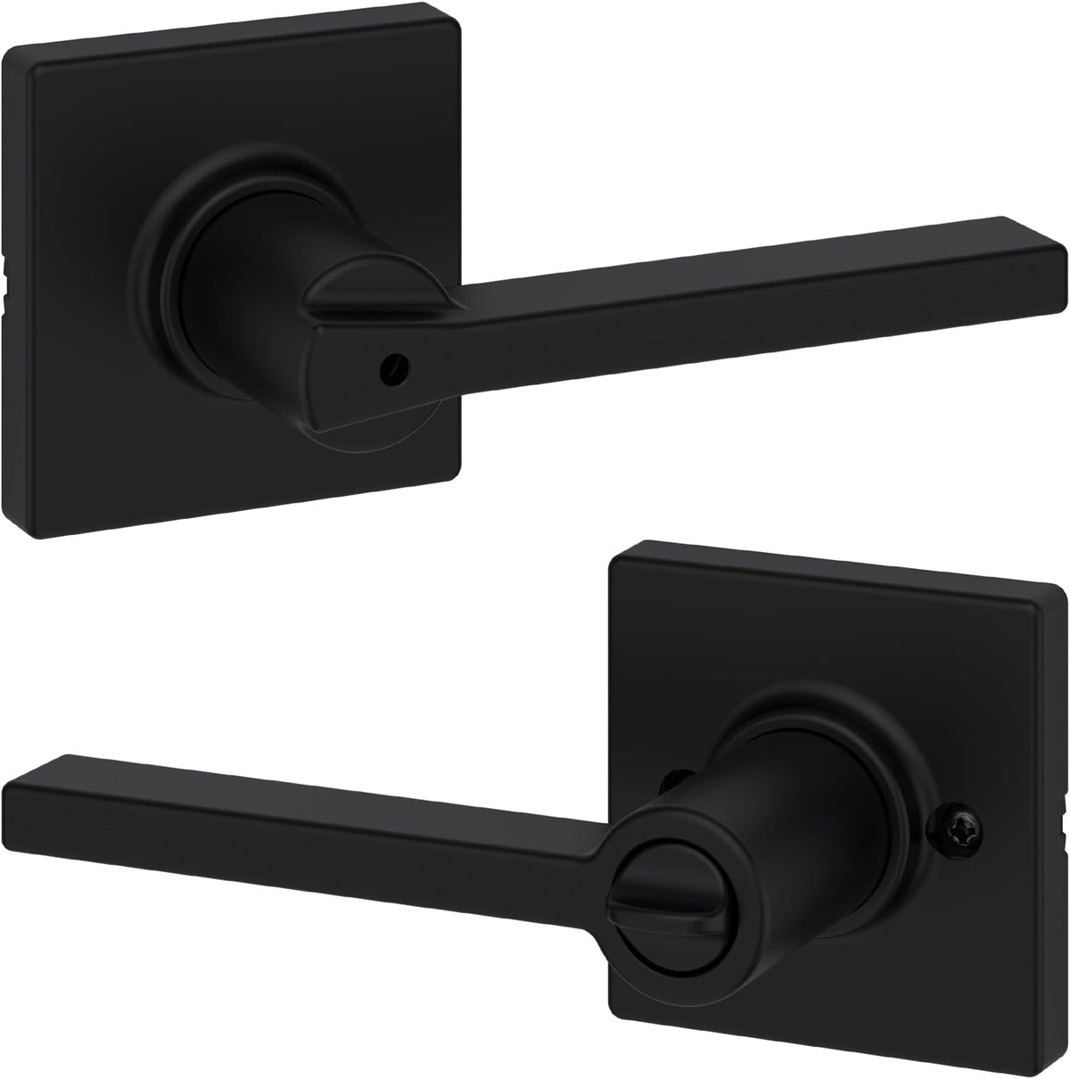Kwikset Casey Entry Door Handle with Lock and Key, Secure Keyed Reversible Lever Exterior, for Front Entrance and Bedrooms, Matte Black, 4 Pack, Pick Resistant SmartKey Rekey Security and Microban