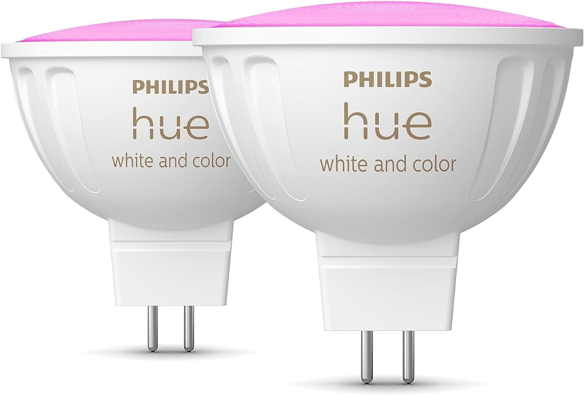 Philips Hue MR16 Smart LED Bulb 2-Pack, White and Color Ambiance, 30-Watt Equivalent, 2200-6500K