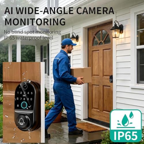 Smart Door Lock for Front Door: WiFi & Camera with 1080p HD Night Vision