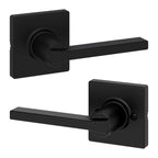 Kwikset Casey Entry Door Handle with Lock and Key, Secure Keyed Reversible Lever Exterior, for Front Entrance and Bedrooms, Matte Black, 4 Pack, Pick Resistant SmartKey Rekey Security and Microban
