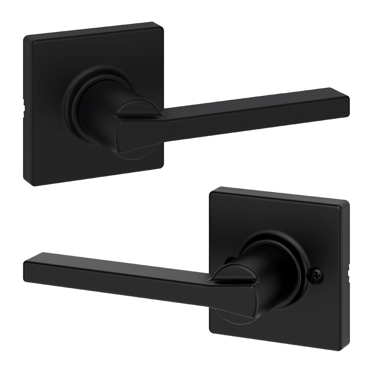 Kwikset Casey Entry Door Handle with Lock and Key, Secure Keyed Reversible Lever Exterior, for Front Entrance and Bedrooms, Matte Black, 4 Pack, Pick Resistant SmartKey Rekey Security and Microban