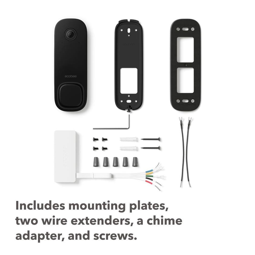 ecobee Smart Video Doorbell Camera Wired 1080p HDR, Smart Alerts