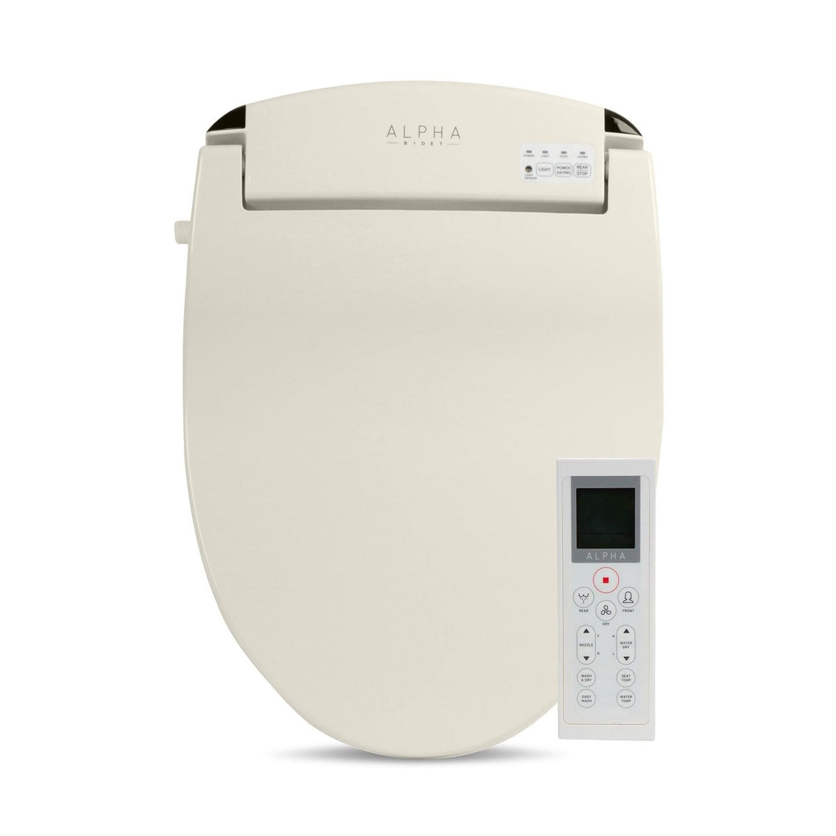 ALPHA BIDET JX2 Elongated Bidet Toilet Seat, White, Endless Warm Water, *NEW* Bowl Mist, LED Light, Quiet Operation, Wireless Remote, Stainless Steel Nozzle, Sittable Lid, 3 Year Warranty
