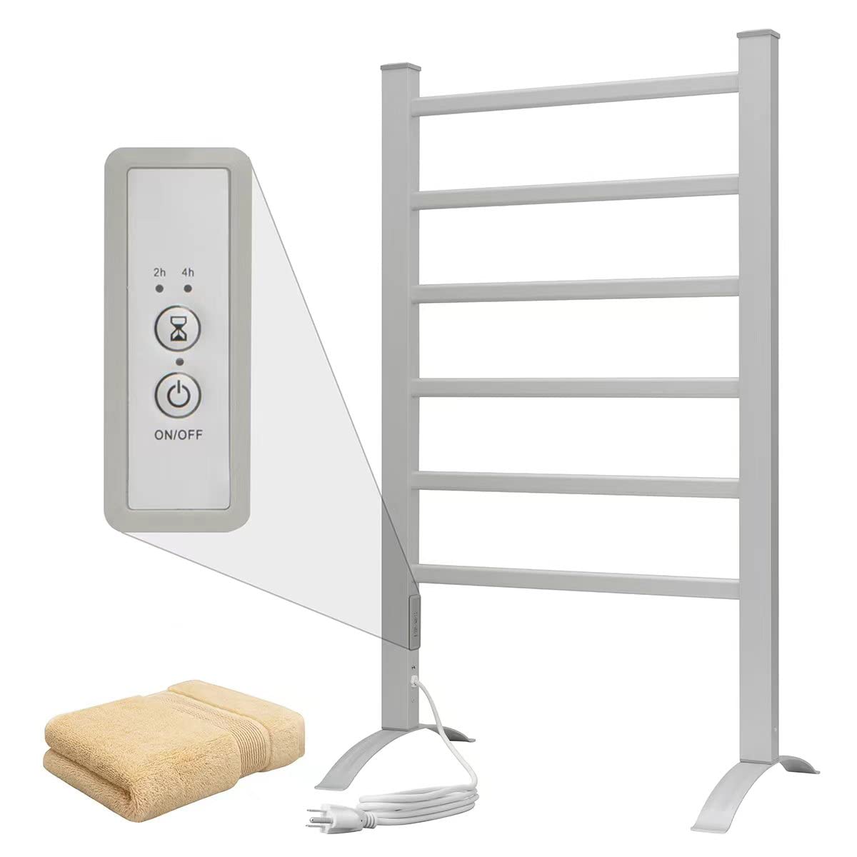 Smart WiFi Towel Warmer Wall Mounted with Built-in Timer and Temperature Adjust Control, 4 Bars Electric Stainless Steel Heated Towel Racks for Bathroom Matte Black