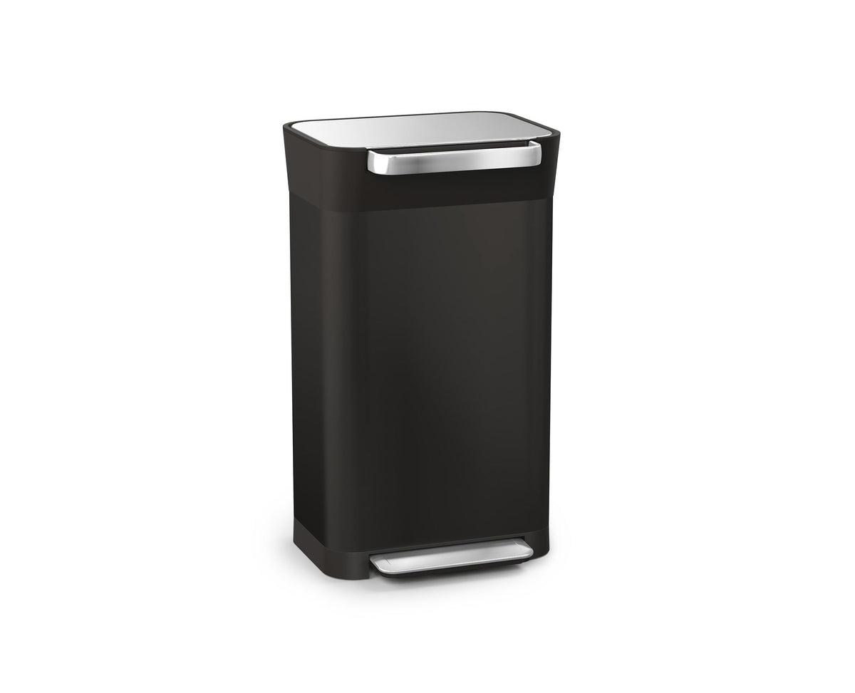 Joseph Joseph Intelligent Waste Titan Trash Can Compactor with Odor Filter, Compacts up to 3x trash, 30L/7.9 Gallons, Stainless Steel