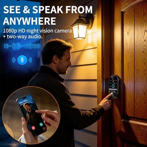Smart Door Lock for Front Door: WiFi & Camera with 1080p HD Night Vision