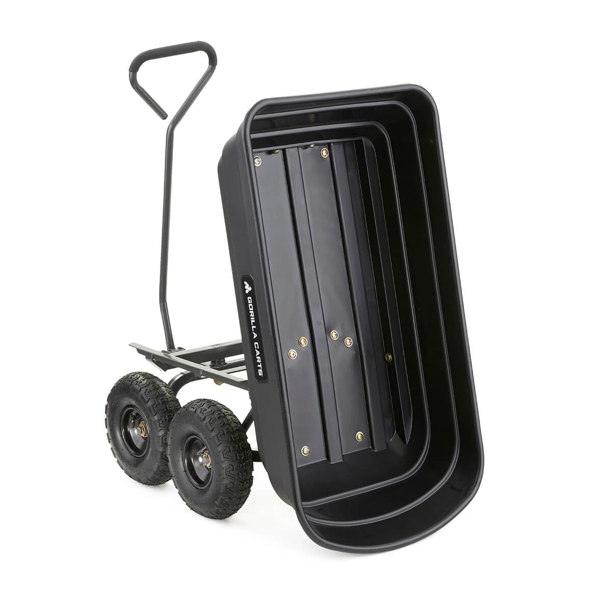 Gorilla Carts 600 lb Poly Garden Dump Cart, 4 Cu Ft Wagon, Quick-Release