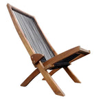 Knocbel Outdoor Folding Chair, Low Profile Patio Lounge Chair with Ergonomic Seat and Tall Slanted Back for Porch Deck Lawn Garden, 250lbs Weight Capacity (Brown and Black)
