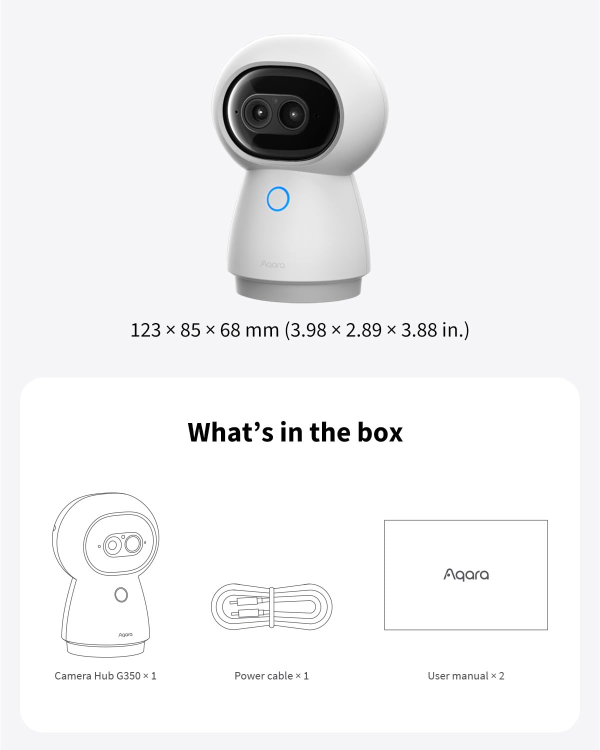Aqara Indoor Security Camera G350, 4K UHD Dual-Lens Matter Camera Hub