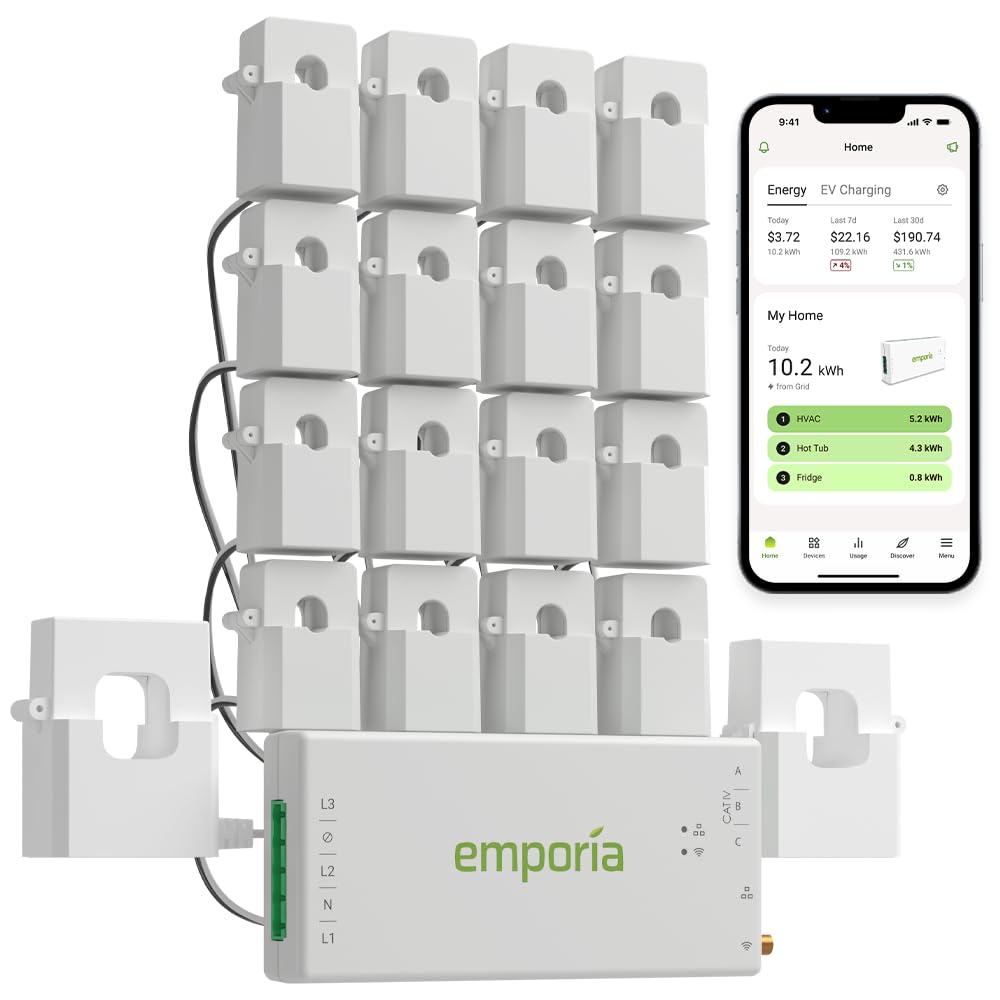 Emporia Vue 3 Home Energy Monitor - Smart Home Automation Module and Real Time Electricity Usage Monitor, Power Consumption Meter, Solar and Net Metering for UL Certified Safe Energy Monitoring