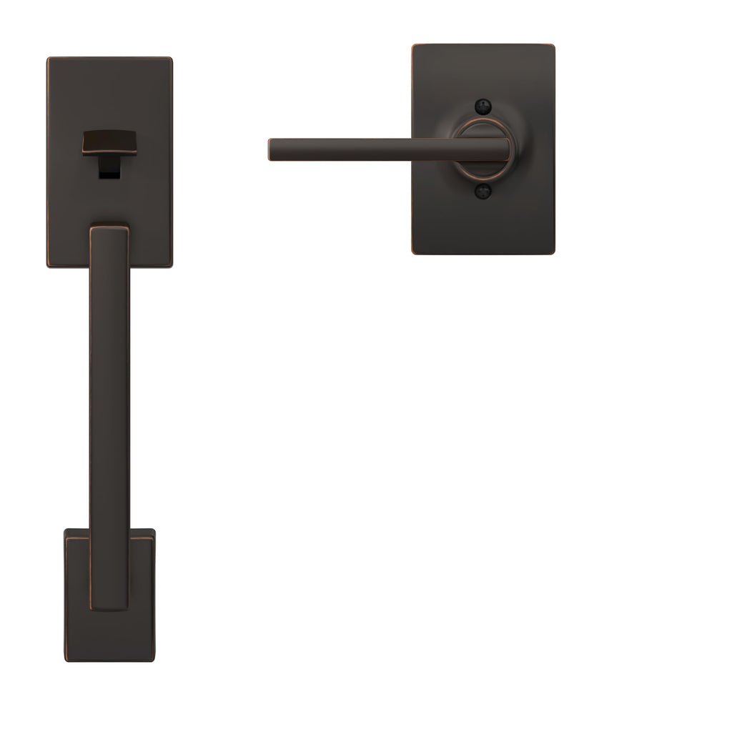 Schlage Century Lower Half Entry Handleset, Latitude Lever, Aged Bronze