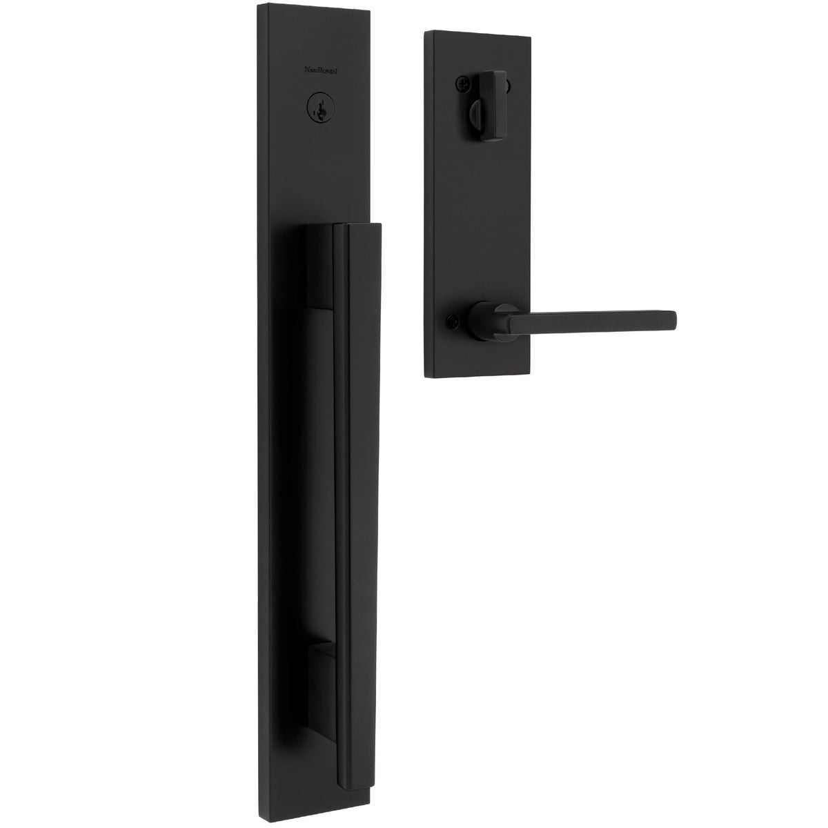 Kwikset Careus Front Door Lock Handle and Deadbolt Set, Entry Door Handleset Exterior with Interior Reversible Lever, Matte Black, Pick Resistant SmartKey Rekey Deadbolt Security