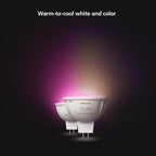 Philips Hue MR16 Smart LED Bulb 2-Pack, White and Color Ambiance, 30-Watt Equivalent, 2200-6500K